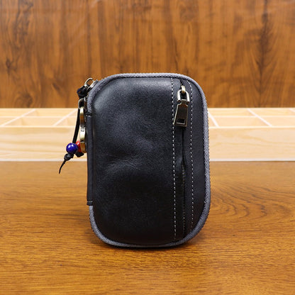 Retro Handmade Leather Zipper Card Wallet