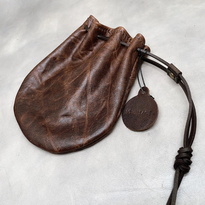 Retro Handmade Leather Coin Bag Storage Bag