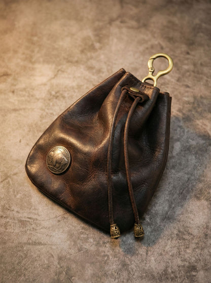 Retro Handmade Leather Coin Bag Storage Bag