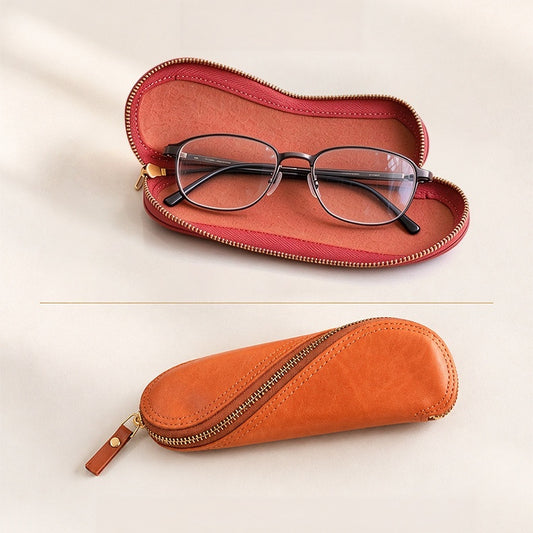 Retro Handmade Leather Glasses Case