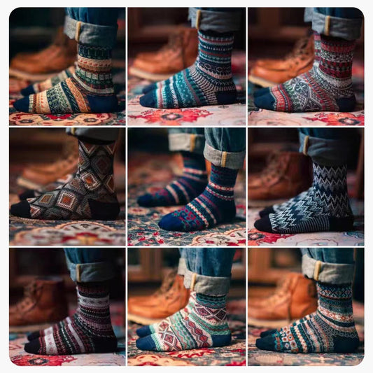 Men's 5 Pairs Retro Ethnic Style Socks