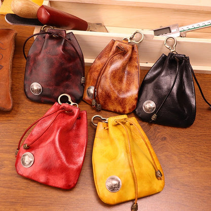 Retro Handmade Leather Coin Bag Storage Bag