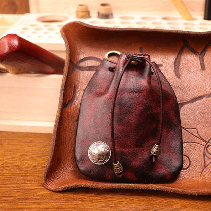 Retro Handmade Leather Coin Bag Storage Bag