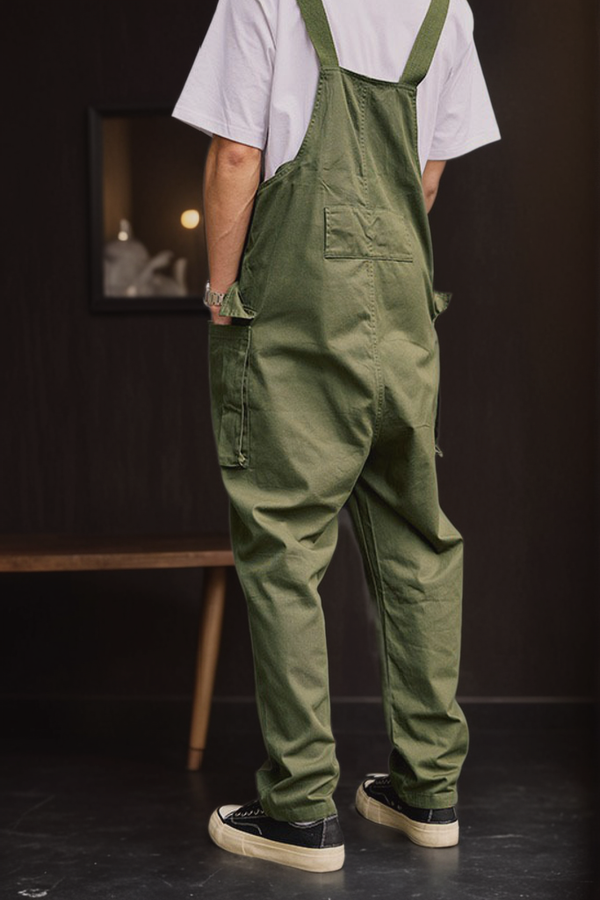 Retro Style Casual Multi-Pocket Overall Cargo Pants