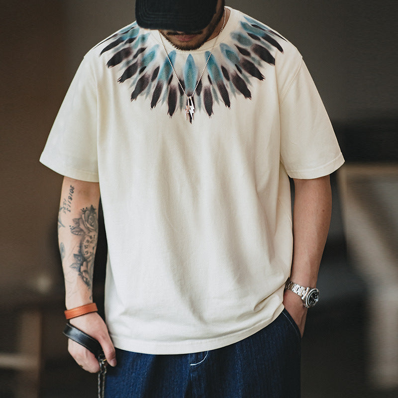 Retro Feather Ambroidered Ethnic Style T-shirt