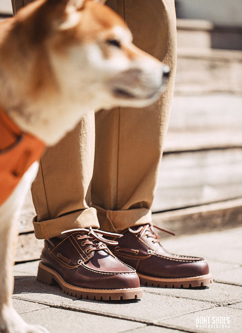 Retro Leather Classic Boat Shoes Work Shoes