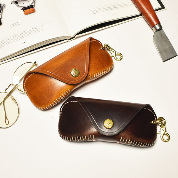 Retro Tanned Leather Glasses Case