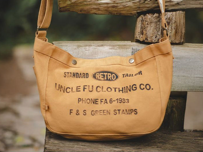 Retro Khaki Canvas Crossbody Bag Messenger Bag