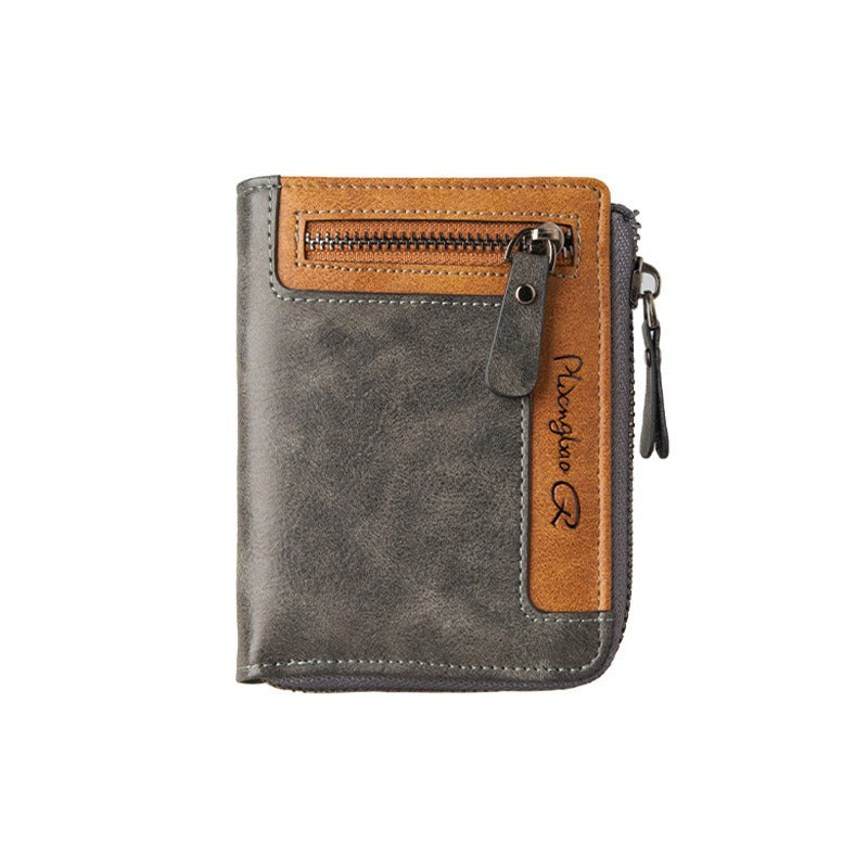 Retro Leather Zipper Short Wallet