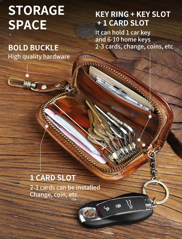 Retro Handmade Leather Key Holder Card Wallets