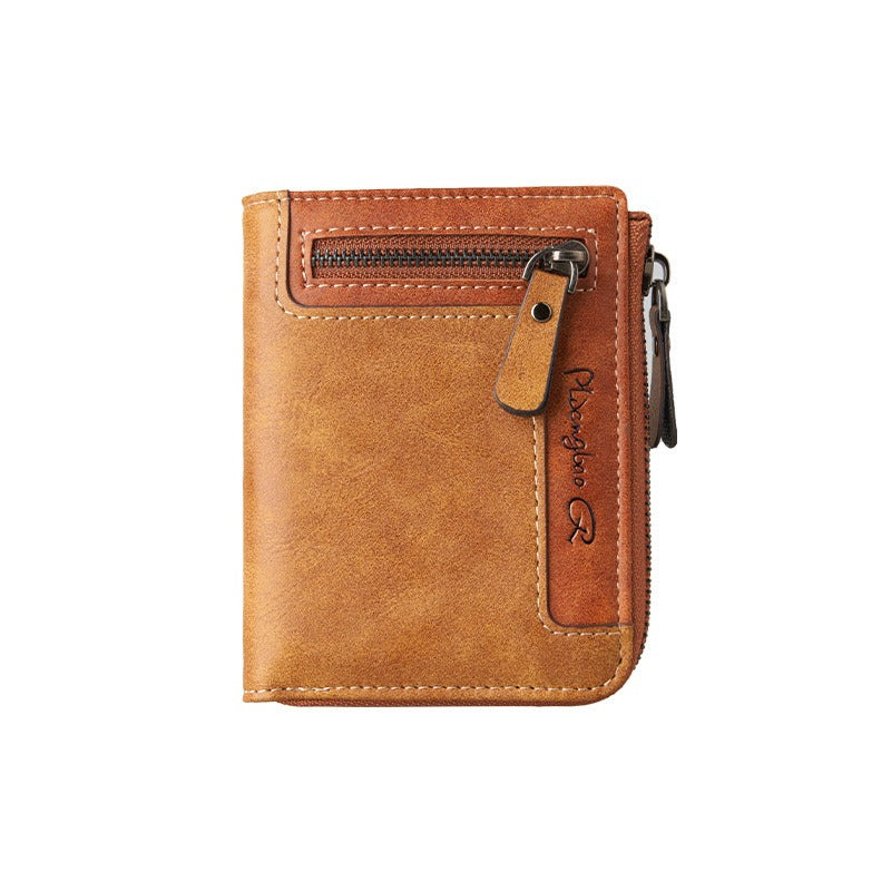 Retro Leather Zipper Short Wallet