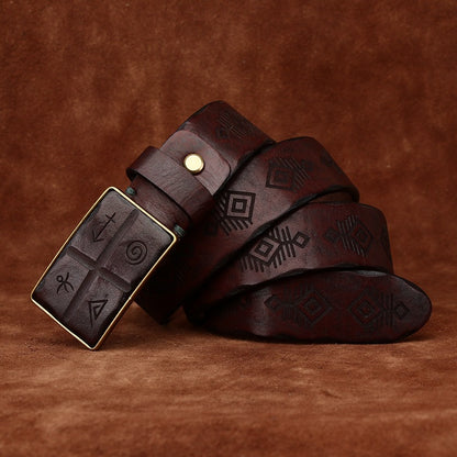 Retro Hand-carved Pattern Leather Belt