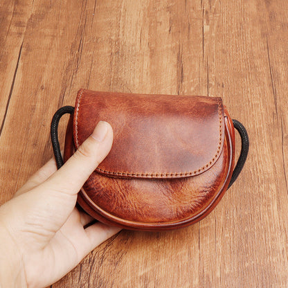 Retro Handmade Leather Card Wallets Mini Crossbody Bags