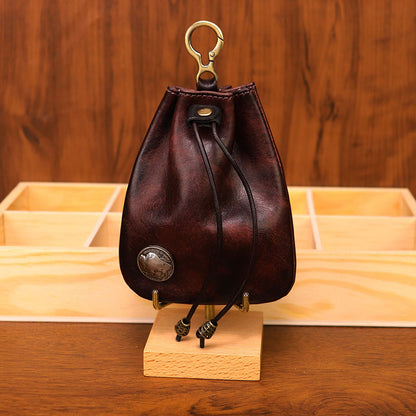 Retro Handmade Leather Coin Bag Storage Bag
