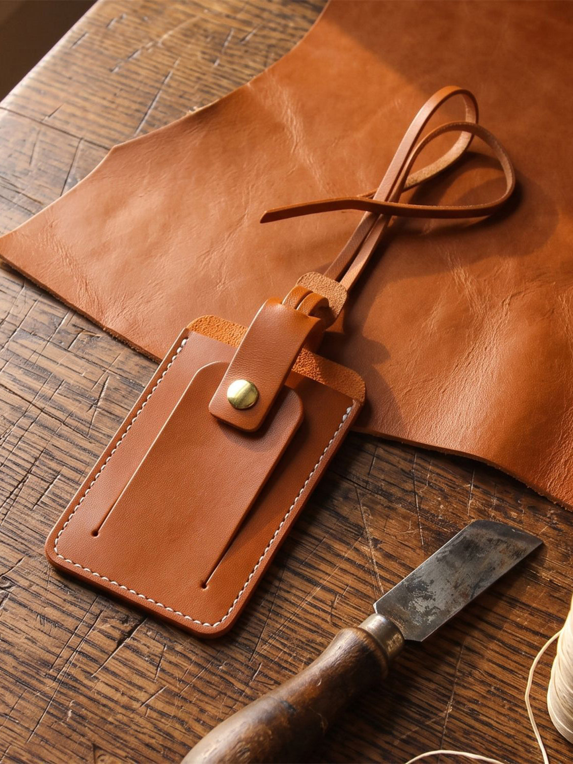 Retro Top-grain Cowhide Luggage Tag Card Holders