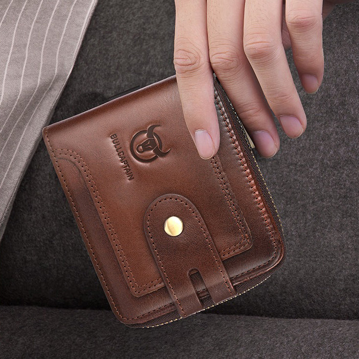 Retro Leather Zipper Chain Wallet