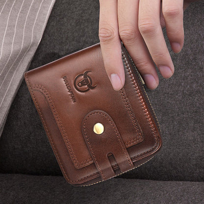 Retro Leather Zipper Chain Wallet
