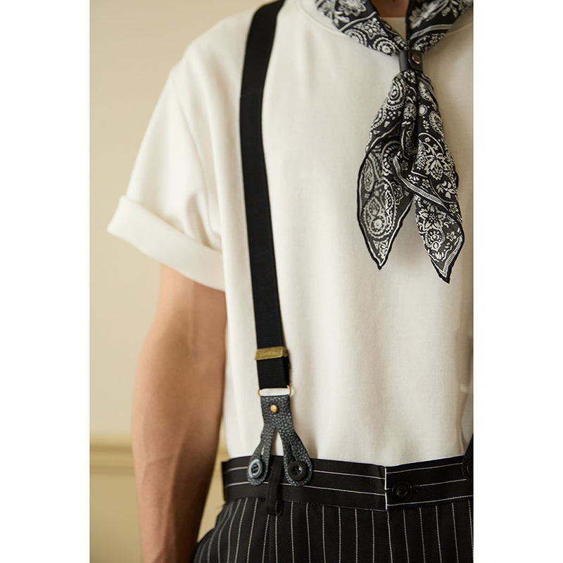 Retro Style Casual Stripe Overall Cargo Pants