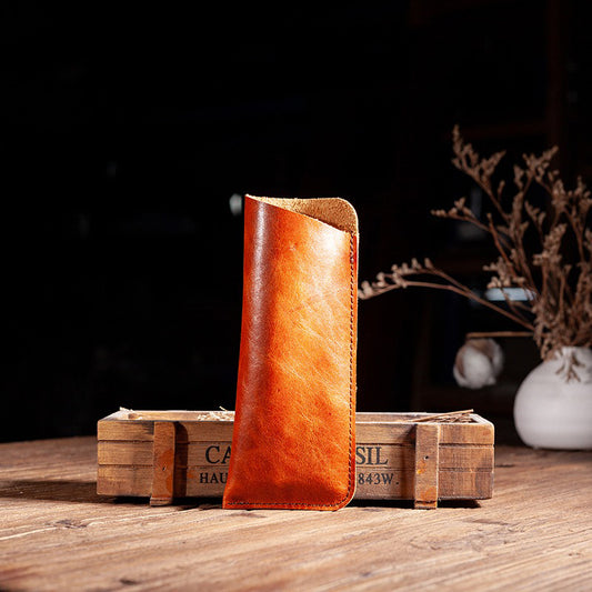 Retro Leather Portable Soft Glasses Case