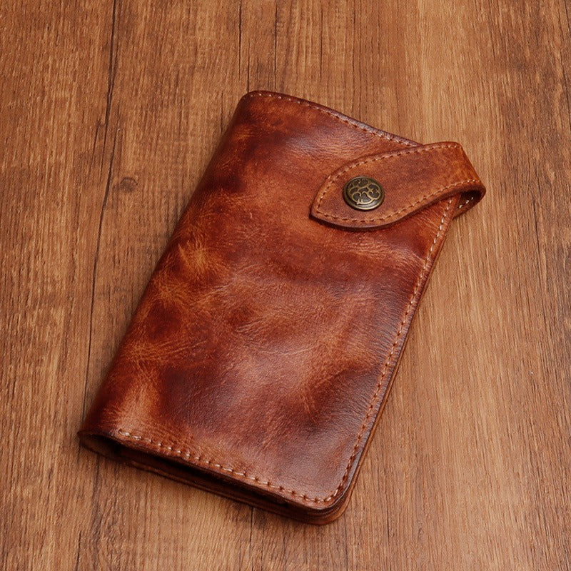 Retro Handmade Leather Zipper Card Wallets