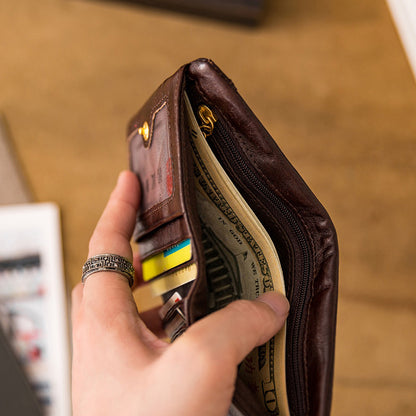 Retro Handmade Leather Card Holders Short Wallet
