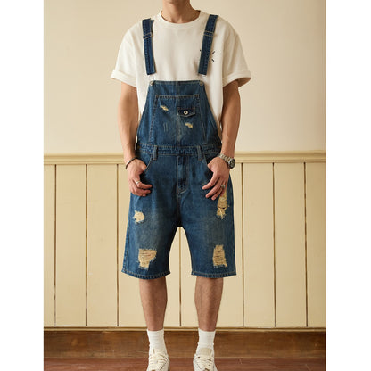 Retro Style Denim Multi-Pocket Overall Cargo Pants
