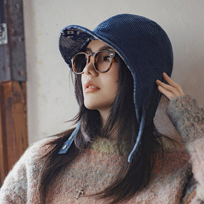 Retro Corduroy Windproof Ear Protection Hat