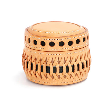 Retro Handmade Leather Woven Box