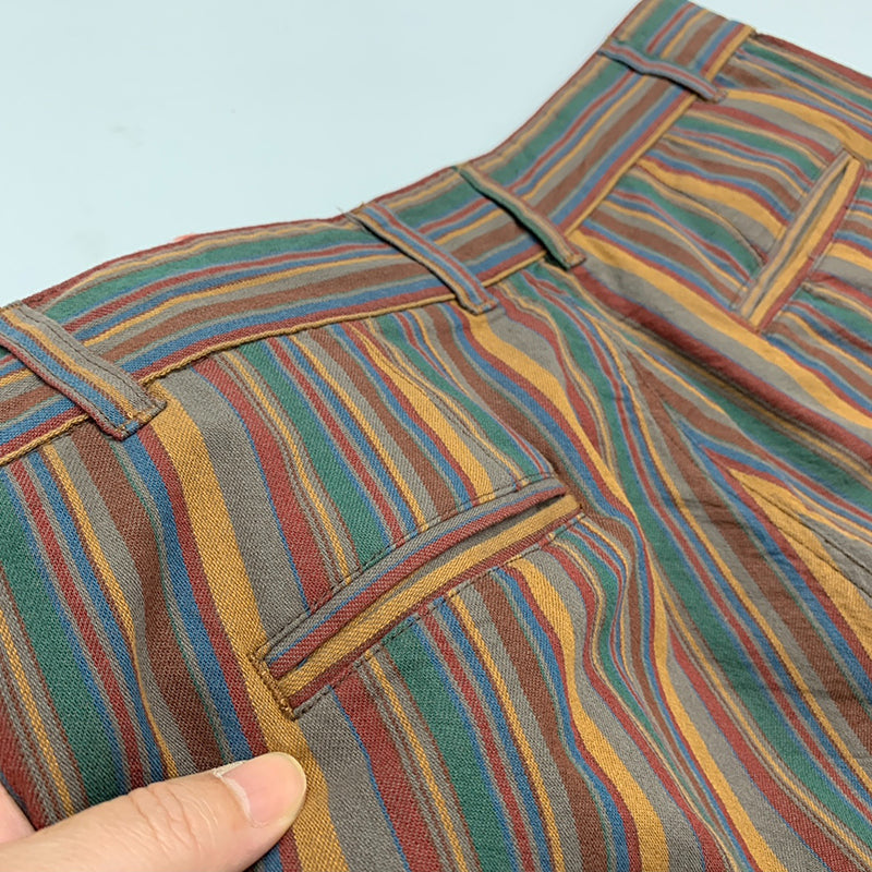Retro Cotton Striped Casual Pants