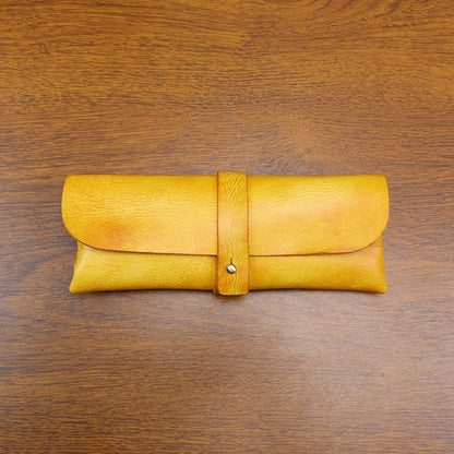 Retro Handmade Leather Pencil Case Glasses Case