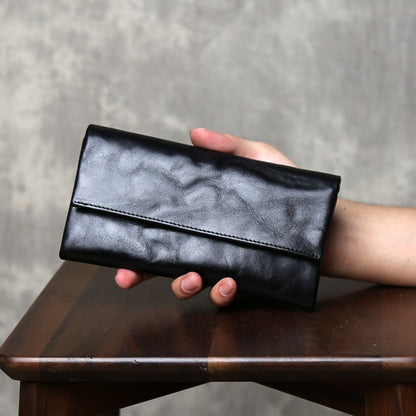 Retro Handmade Leather Multi-card Slots Long Wallet