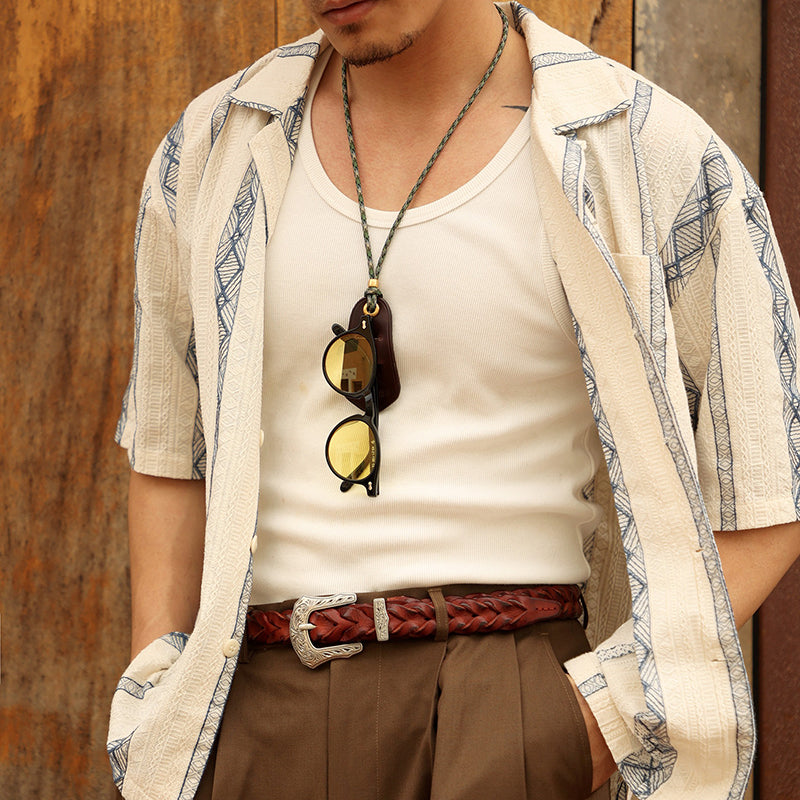 Retro Tanned Leather Portable Glasses Cord