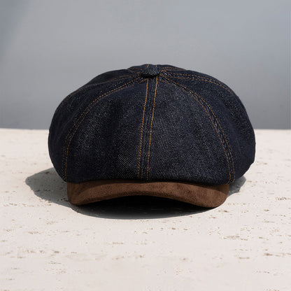 Retro Denim Suede Newsboy Hat Beret Painter Hat Accessories