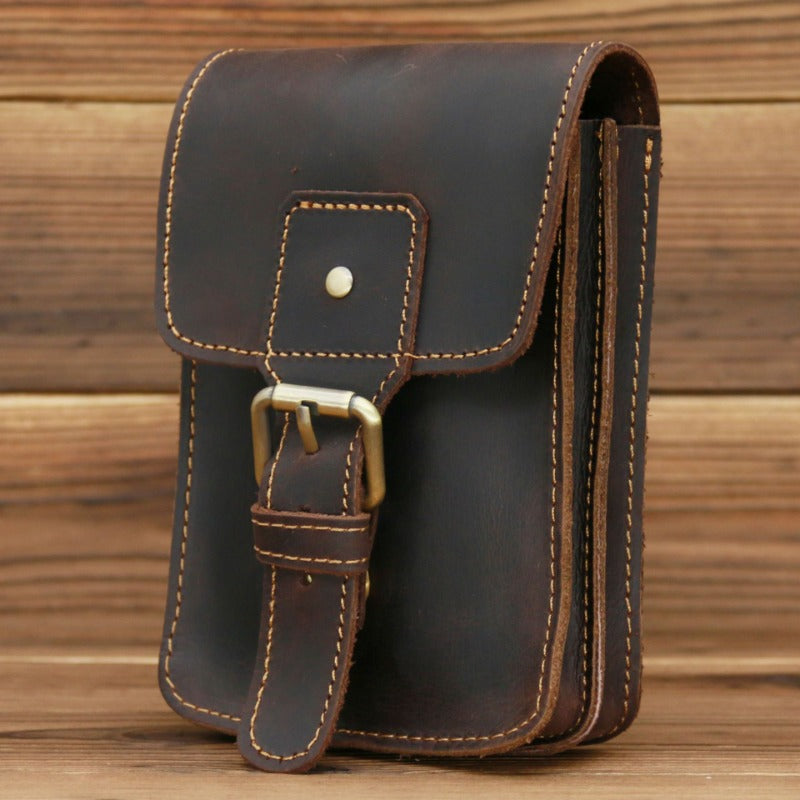 Retro Leather Handmade Phone Bag Waist Bag