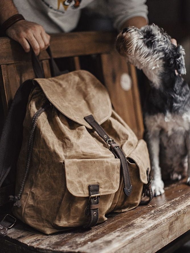 Retro Waxed Canvas Backpack