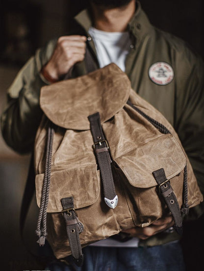 Retro Waxed Canvas Backpack