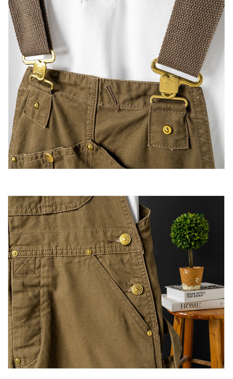 Retro Style Casual Multi-Pocket Overall Cargo Pants