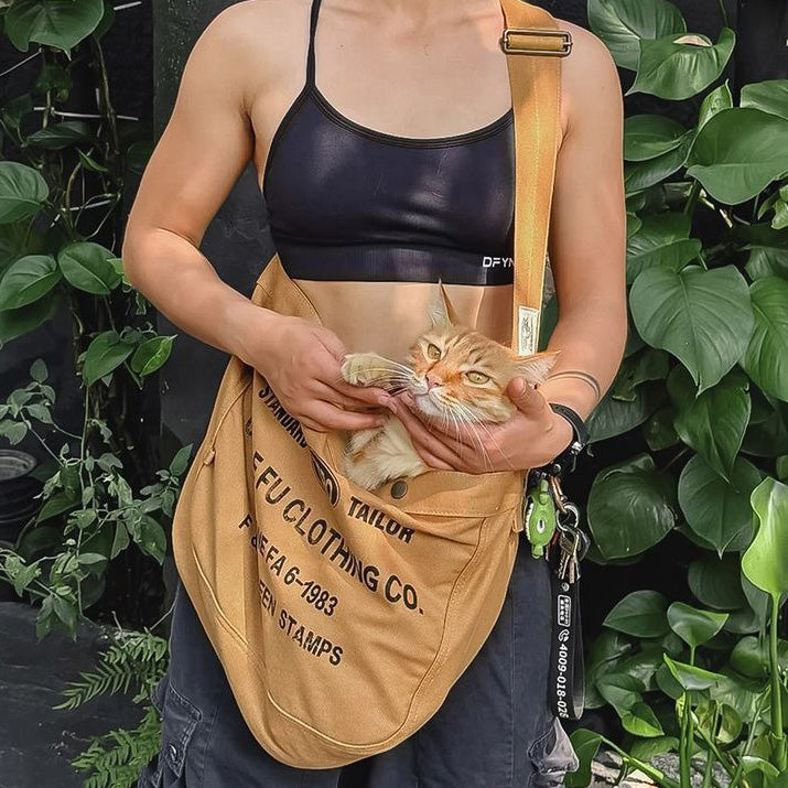 Retro Khaki Canvas Crossbody Bag Messenger Bag