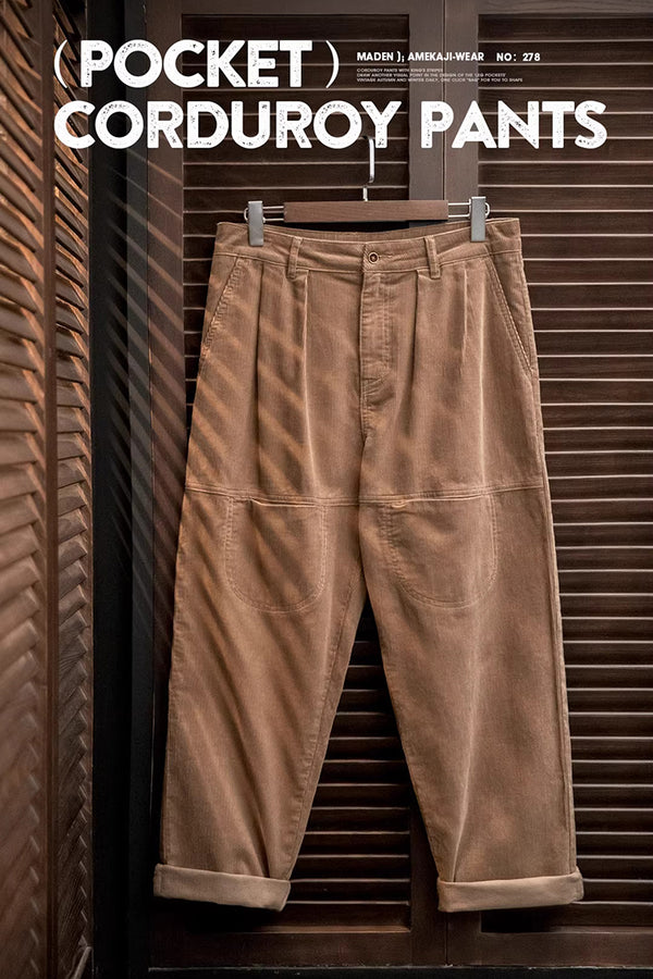 Retro Corduroy Big Pocket Pants