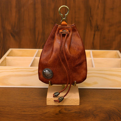 Retro Handmade Leather Coin Bag Storage Bag