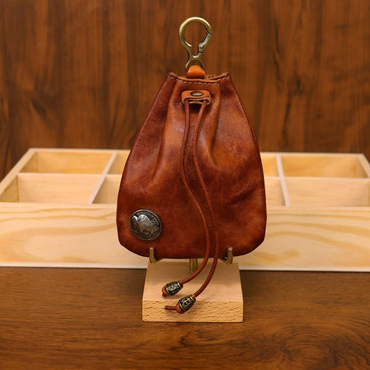 Retro Handmade Leather Coin Bag Storage Bag