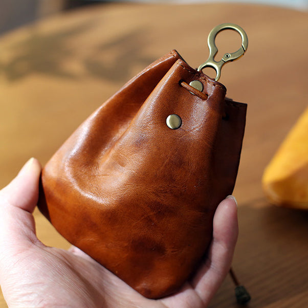 Retro Handmade Leather Coin Bag Storage Bag