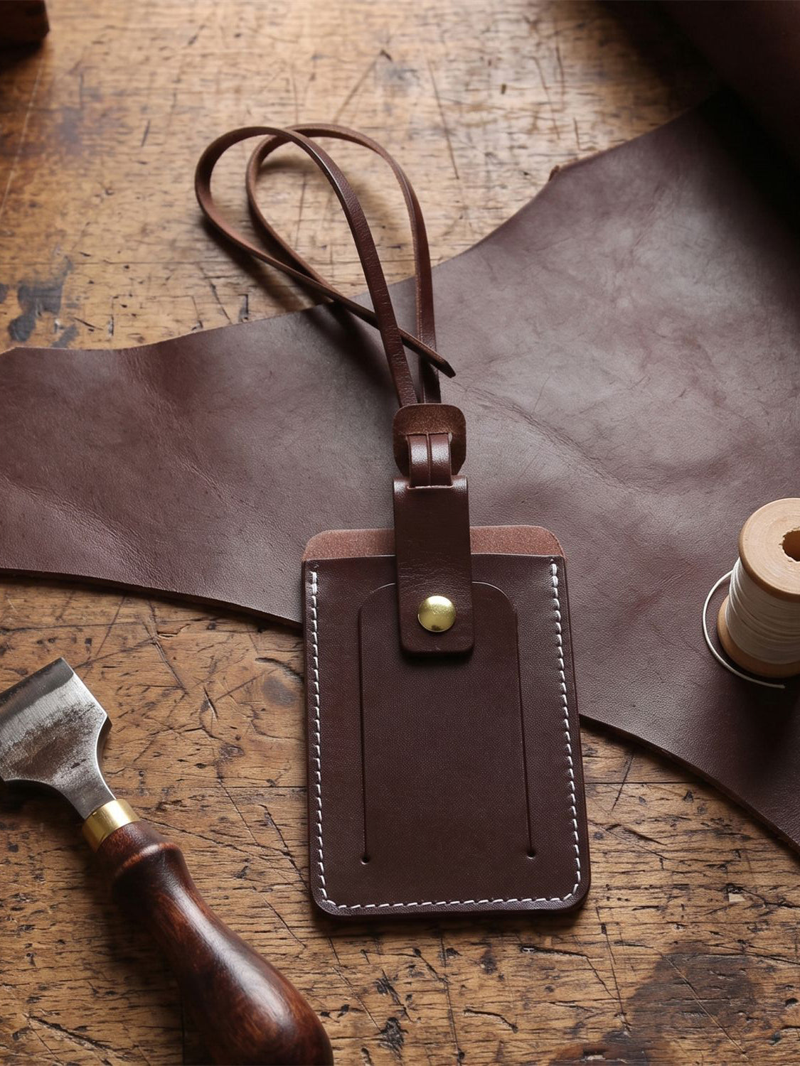 Retro Top-grain Cowhide Luggage Tag Card Holders