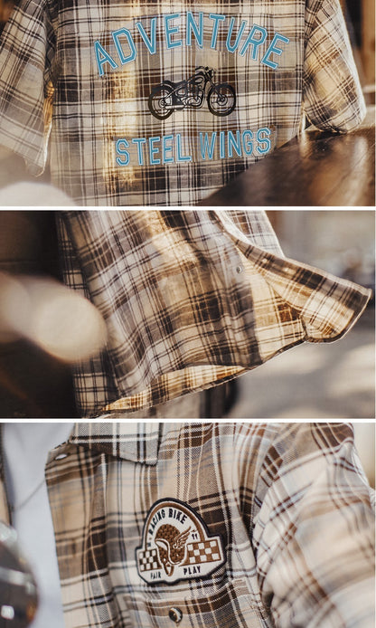 Retro Crane Print Breathable Short Sleeve Shirt