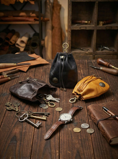 Retro Handmade Leather Coin Bag Storage Bag