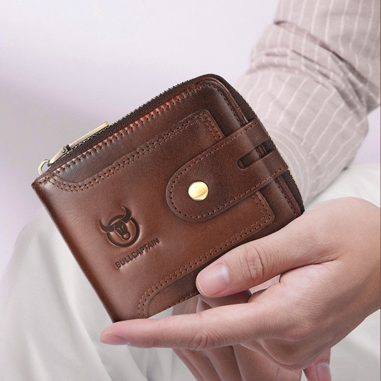 Retro Leather Zipper Chain Wallet