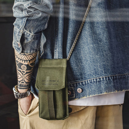 Retro Mini Phone Bag Military Green Canvas Crossbody Bag