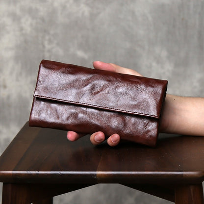 Retro Handmade Leather Multi-card Slots Long Wallet