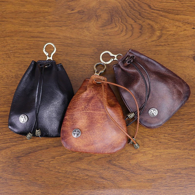 Retro Handmade Leather Coin Bag Storage Bag