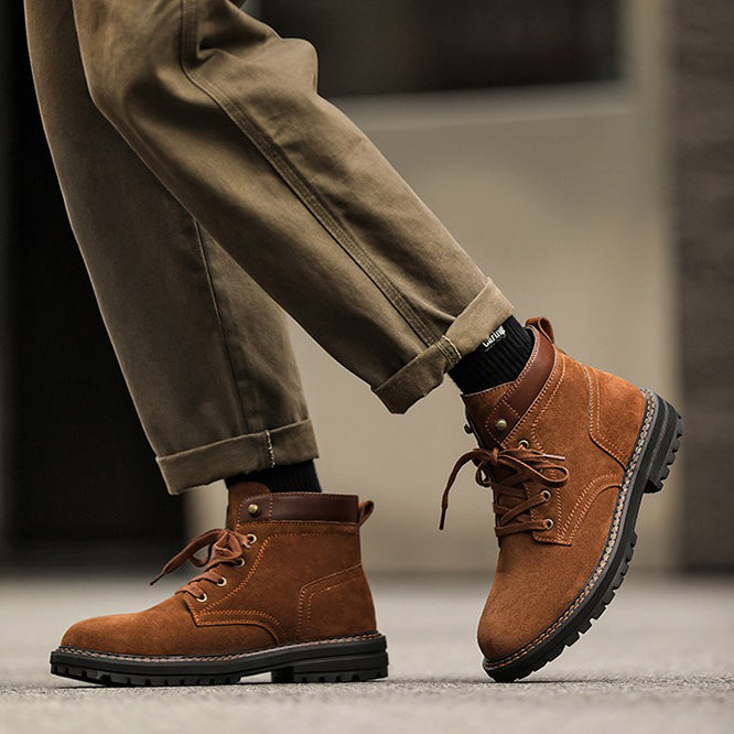 Retro Lacing Anti-slip Suede Boots